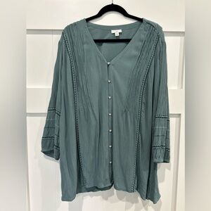 J.Jill Sage Green Embroidered Tunic - XL